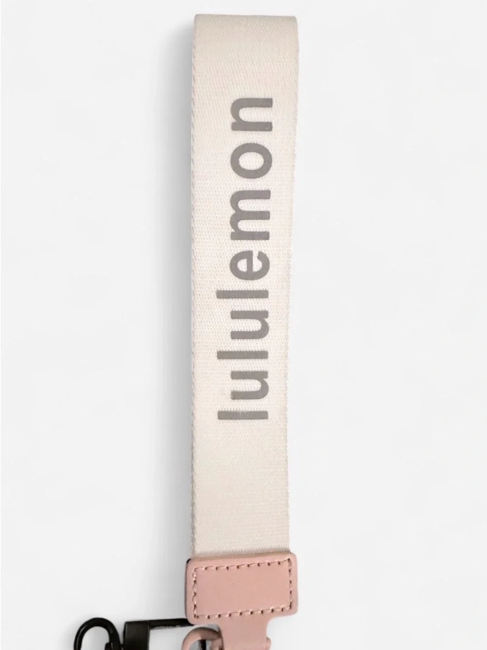 lululemon pink cream Logo Wrist Strap Keychain