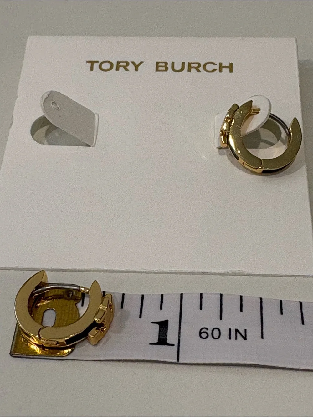 Tory Burch Icon Black Enamel Huggie Earrings