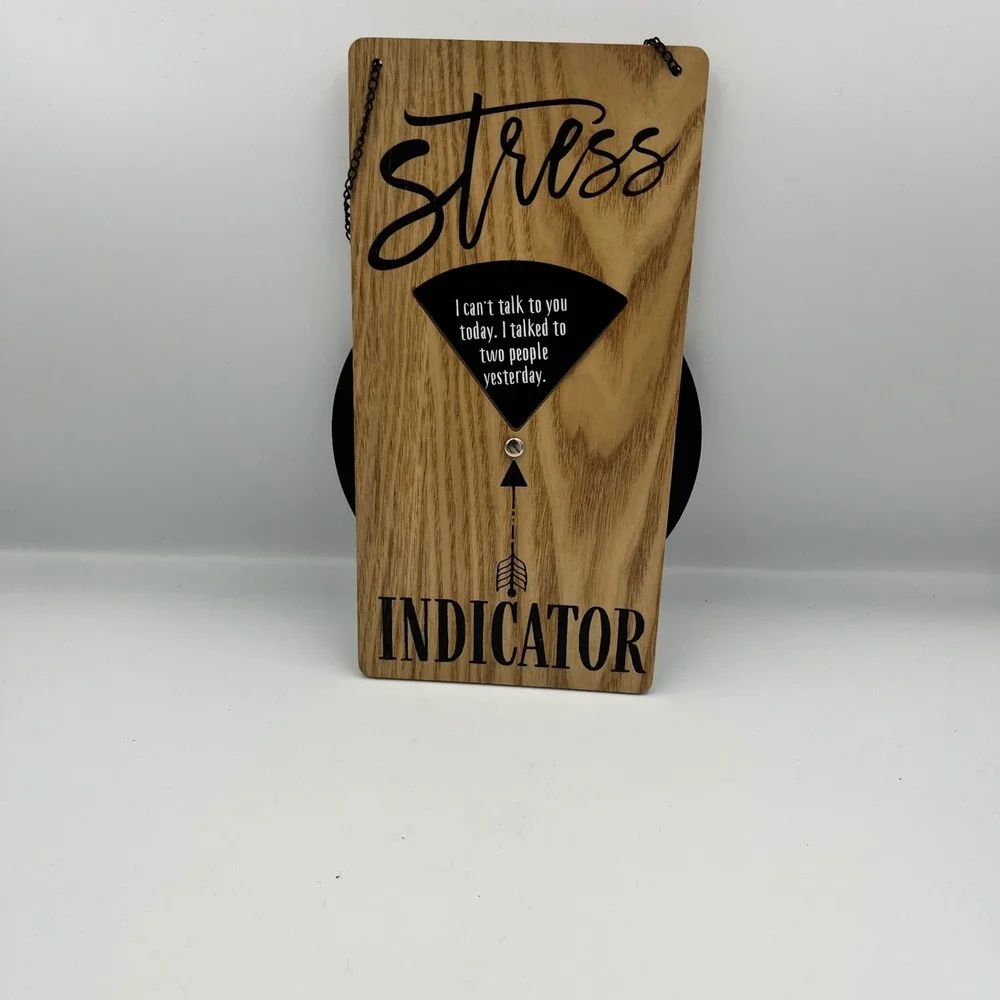 Funny Wood Stress Indicator Sign Wall Decor Hanging‎ Chain Quote Gift