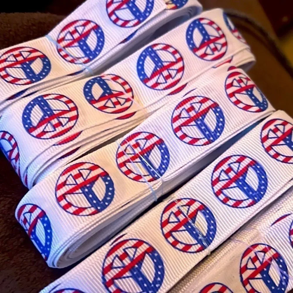 Grosgrain Ribbon 7/8” 5 yards 5/$20 peace sign USA