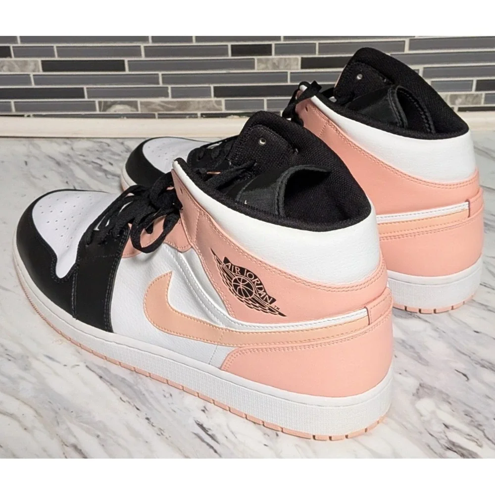 Nike Air Jordan 1 Mid Crimson Tint‎ Arctic Orange Black 554724-133 Men's Size 18