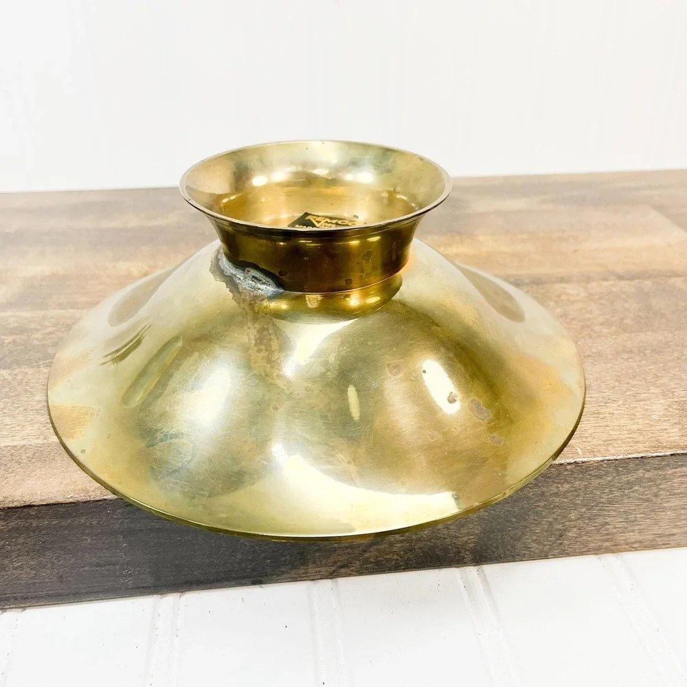 Vintage‎ Brass Pedestal Bowl with Floral Design