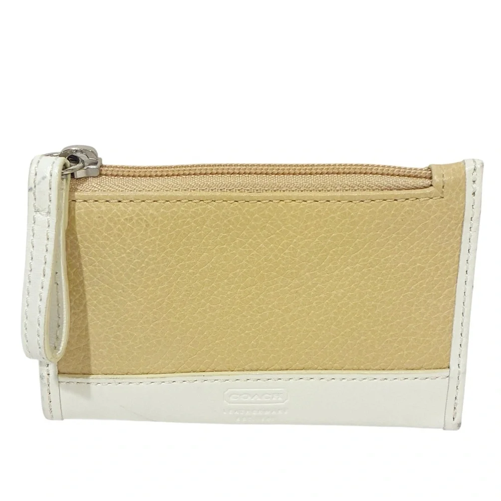 Coach‎ Leather Card Wallet Brown/cream Pebbled Leather Keychain