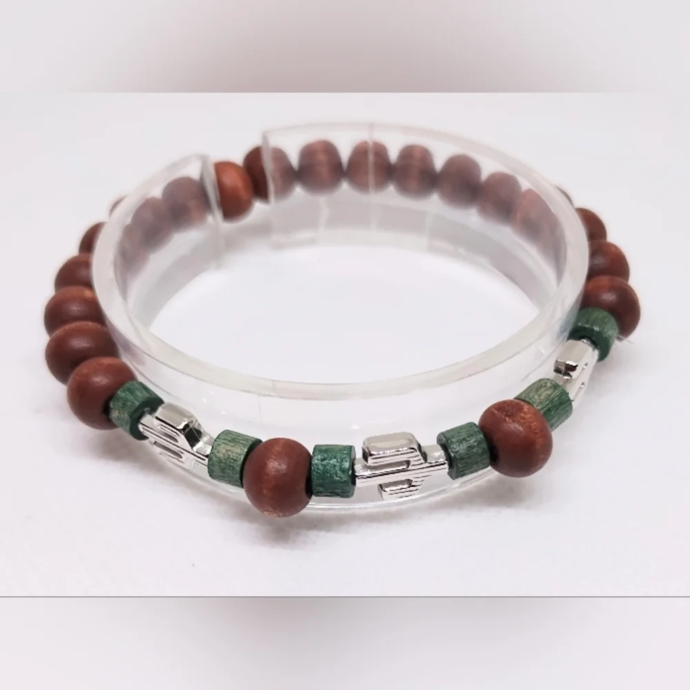 Men's Bracelet Beaded Beads Brown‎ New f70