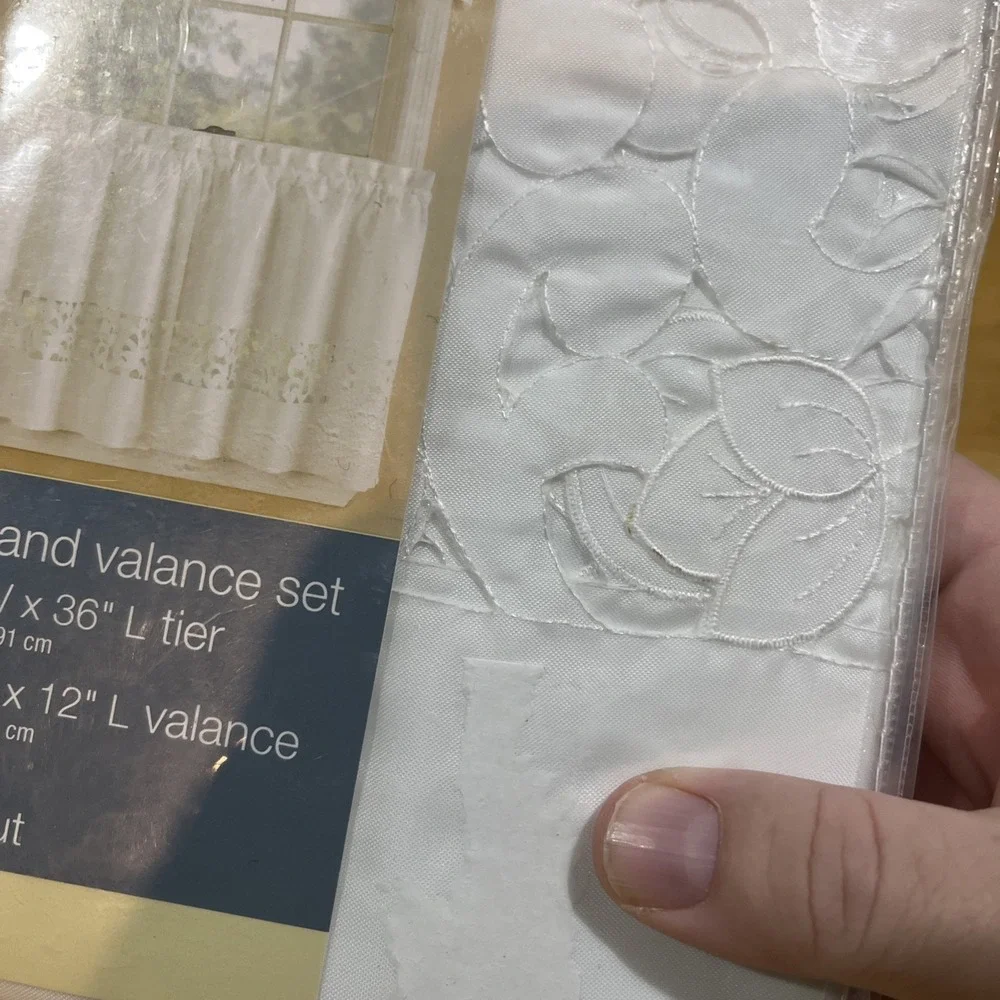 Essential Home‎ by KMart White Window Tiers & Valance Lattice Laser Cut Cottage