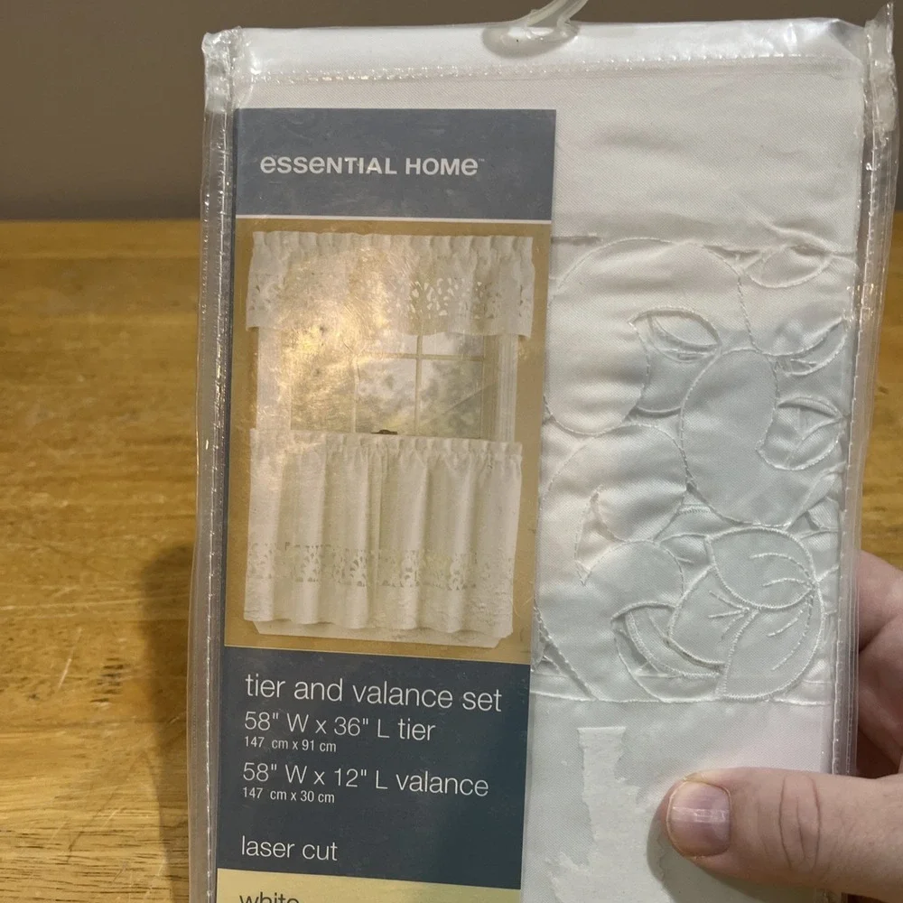 Essential Home‎ by KMart White Window Tiers & Valance Lattice Laser Cut Cottage