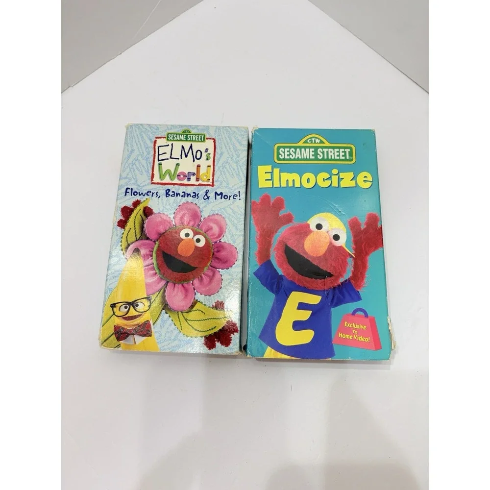 Elmo VHS Lot Of‎ 2 Sesame Street Tapes Elmocize, Flowers, Bananas & More!