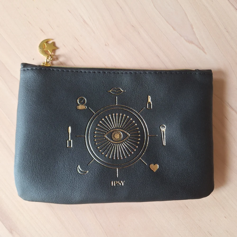 Ipsy Black Cosmetic Bag with Gold Accents