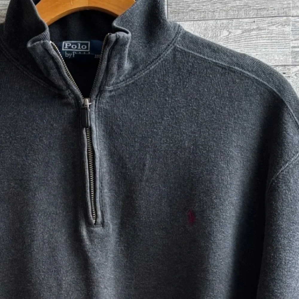 Polo Ralph Lauren sweater Mens XXL Gray Quarter Zip Pull Over‎