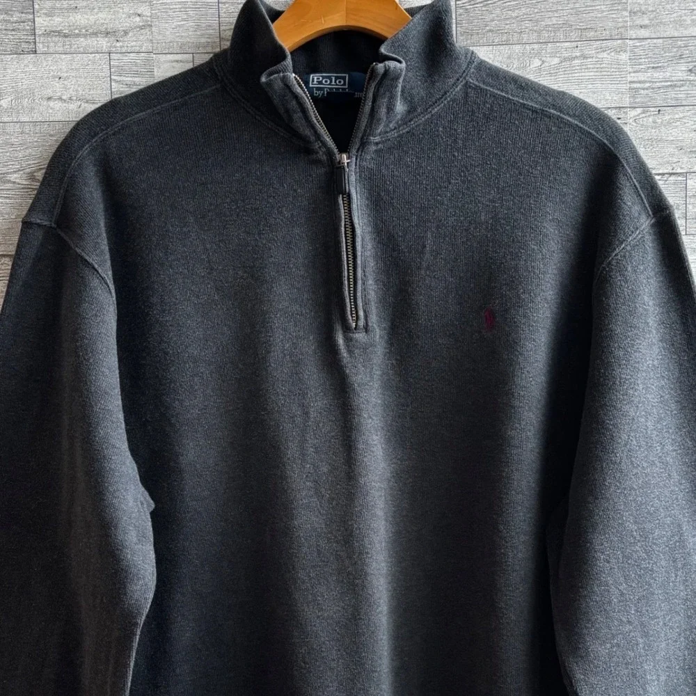 Polo Ralph Lauren sweater Mens XXL Gray Quarter Zip Pull Over‎
