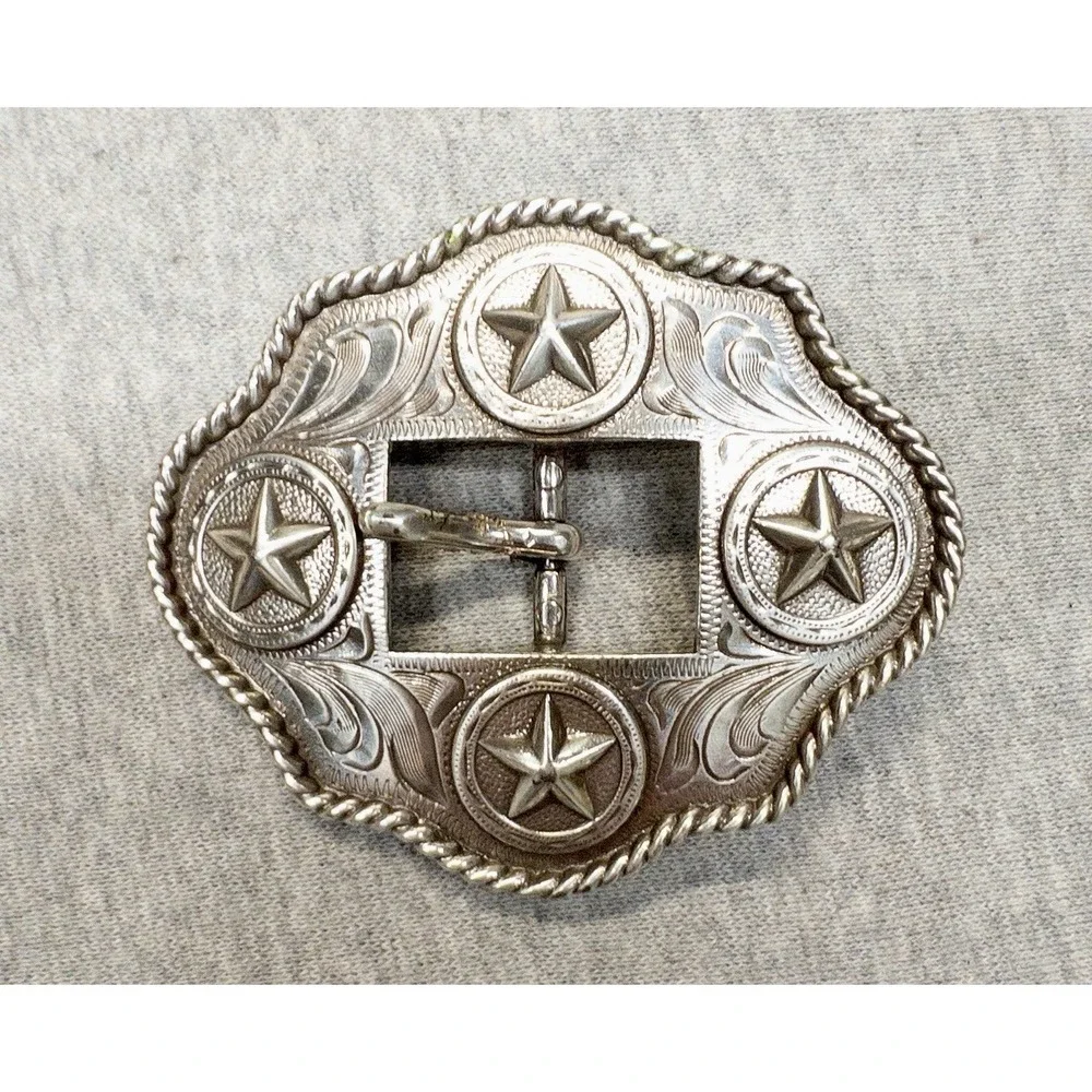 Silver Texas Star Center Bar Belt Buckle 3