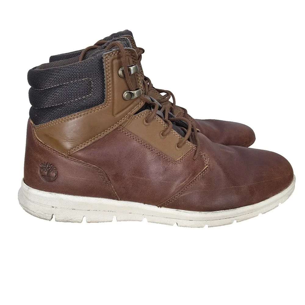 Timberland Graydon‎ Boots Mens 11 Brown Leather Hi Top Casual Sneakers A1OEE