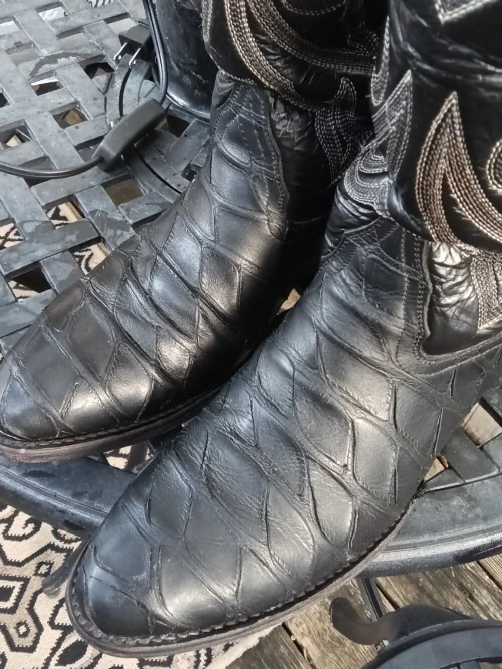 Vintage Montana Boot Company, Pangolin Prints, Size 11D, Black