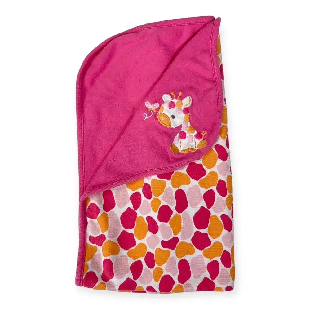 Gymboree Jolly Giraffe Pink Orange Spotted Baby Blanket Embroidered 2016