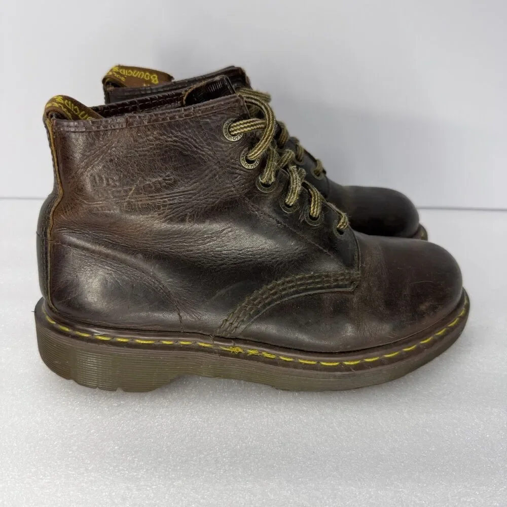 Vintage Dr Martens Leather Boots Brown Mens Size 6 Made in England 90s 6 Eyelet