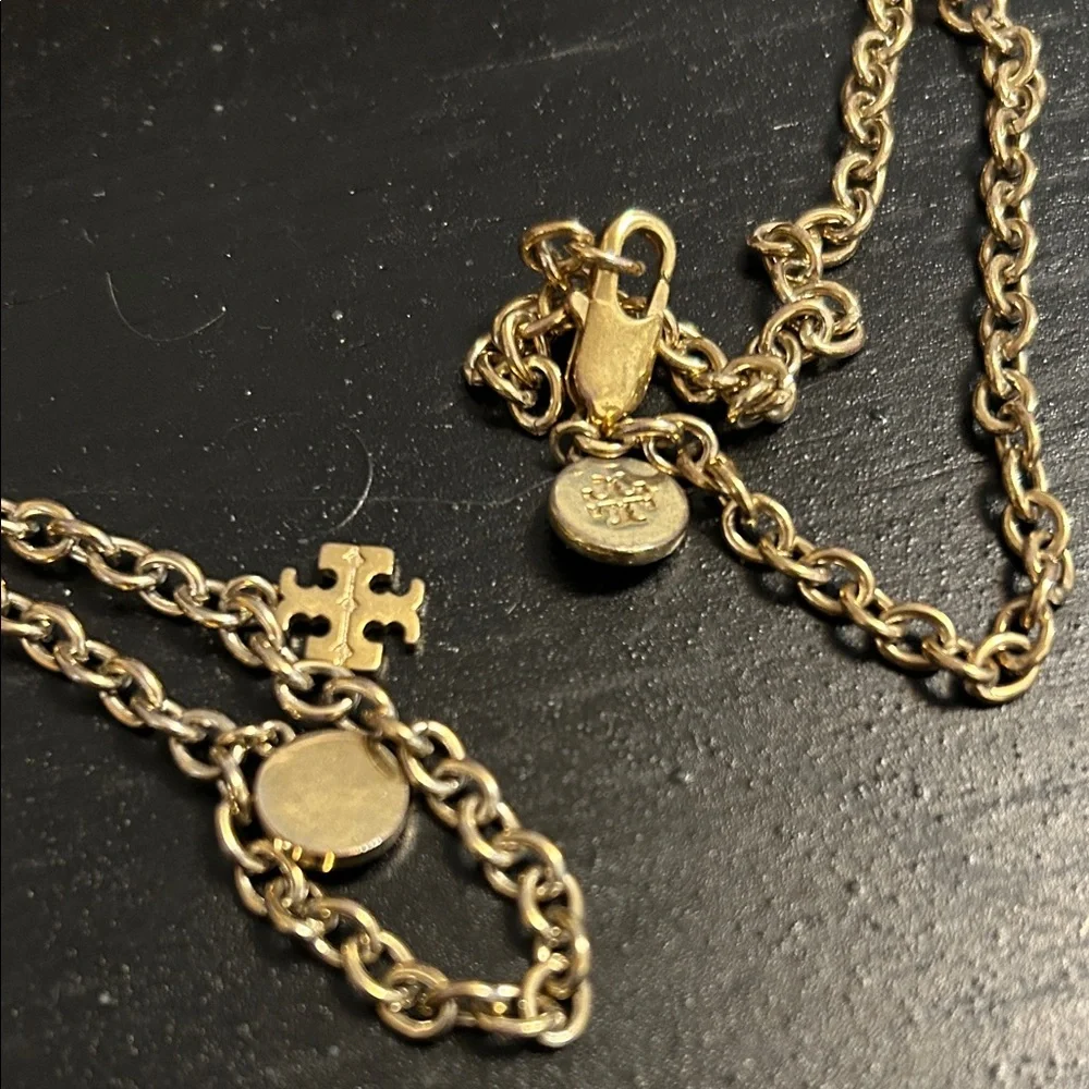 Tory Burch- Rosary Chain Necklace with Logo Charms, 24”