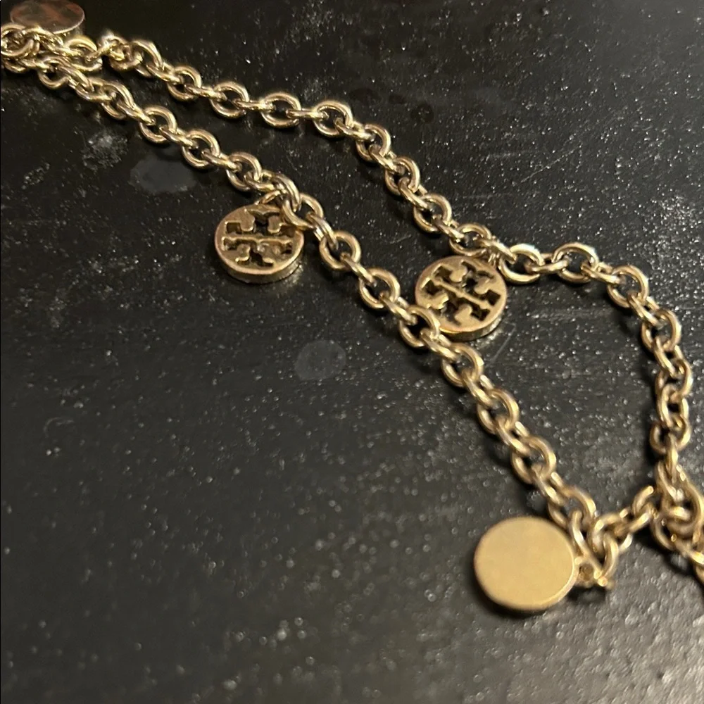 Tory Burch- Rosary Chain Necklace with Logo Charms, 24”