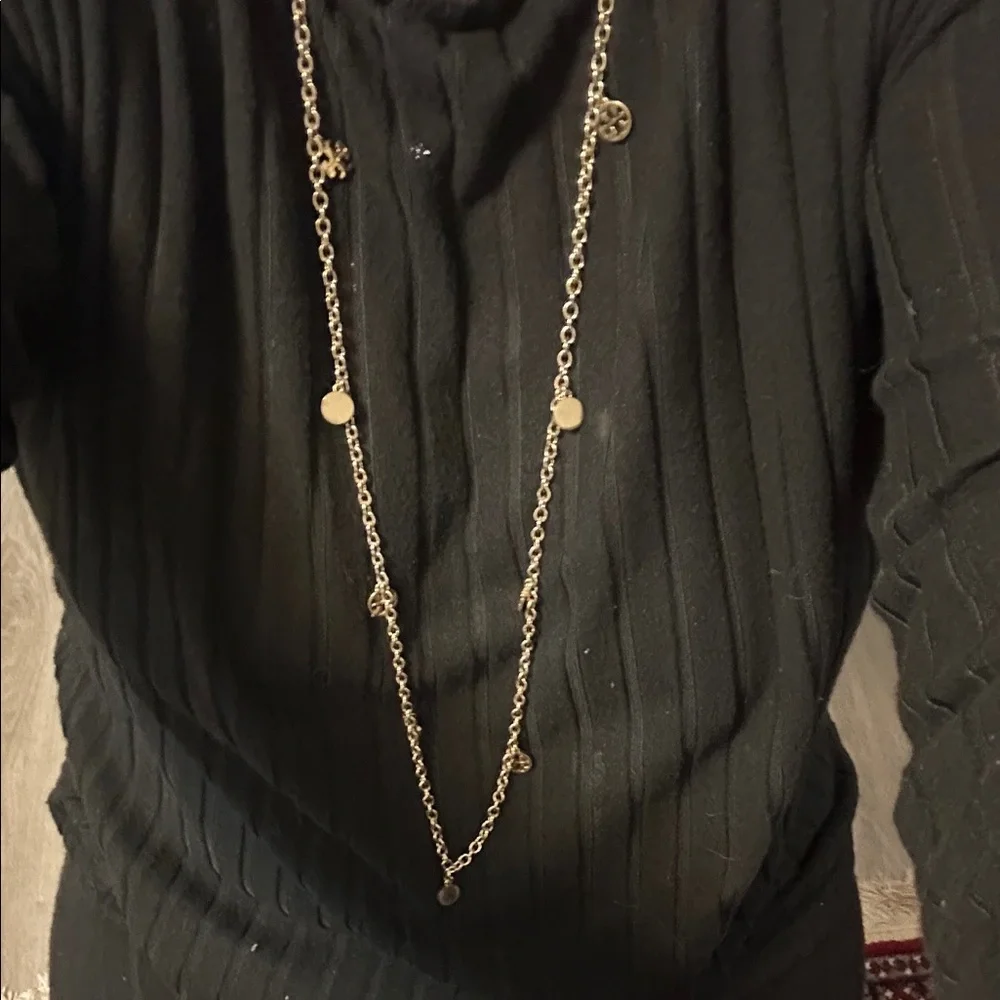 Tory Burch- Rosary Chain Necklace with Logo Charms, 24”