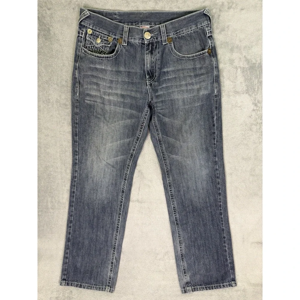 True Religion Jeans Mens 36x34 Blue Joey‎ Super T Bootcut Dark Wash Denim Cowboy