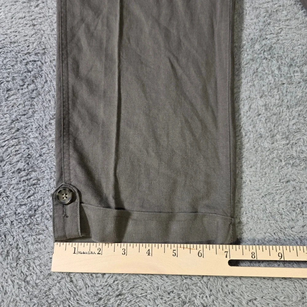 Banana Republic Womens 10 Cargo Pants Olive Green Linen Cotton Martin Fit Crop