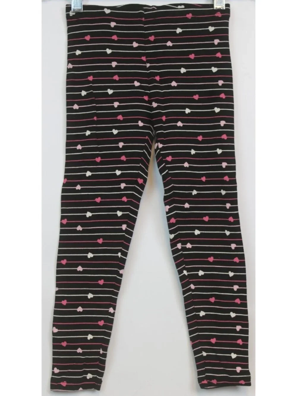 2007 Gymboree Tres Chic Black Heart Print Leggings sz 5 Cotton Stretch Pants