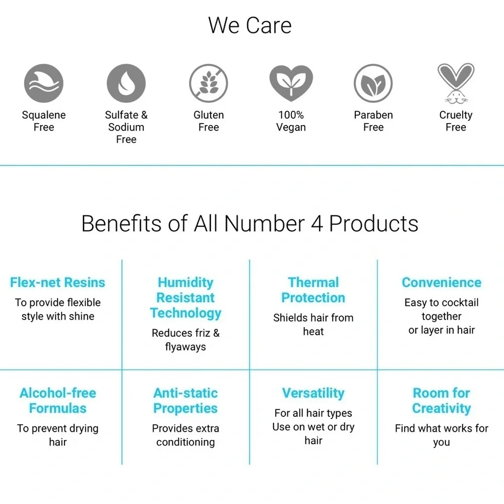 Number 4 High Performance Hair Care protection vegan while