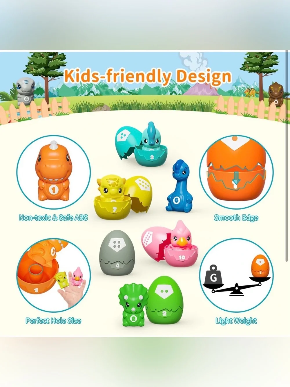 Dinosaur Egg Toys for Toddlers 1-3 Years Dino Finger Puppets Matching Montessori