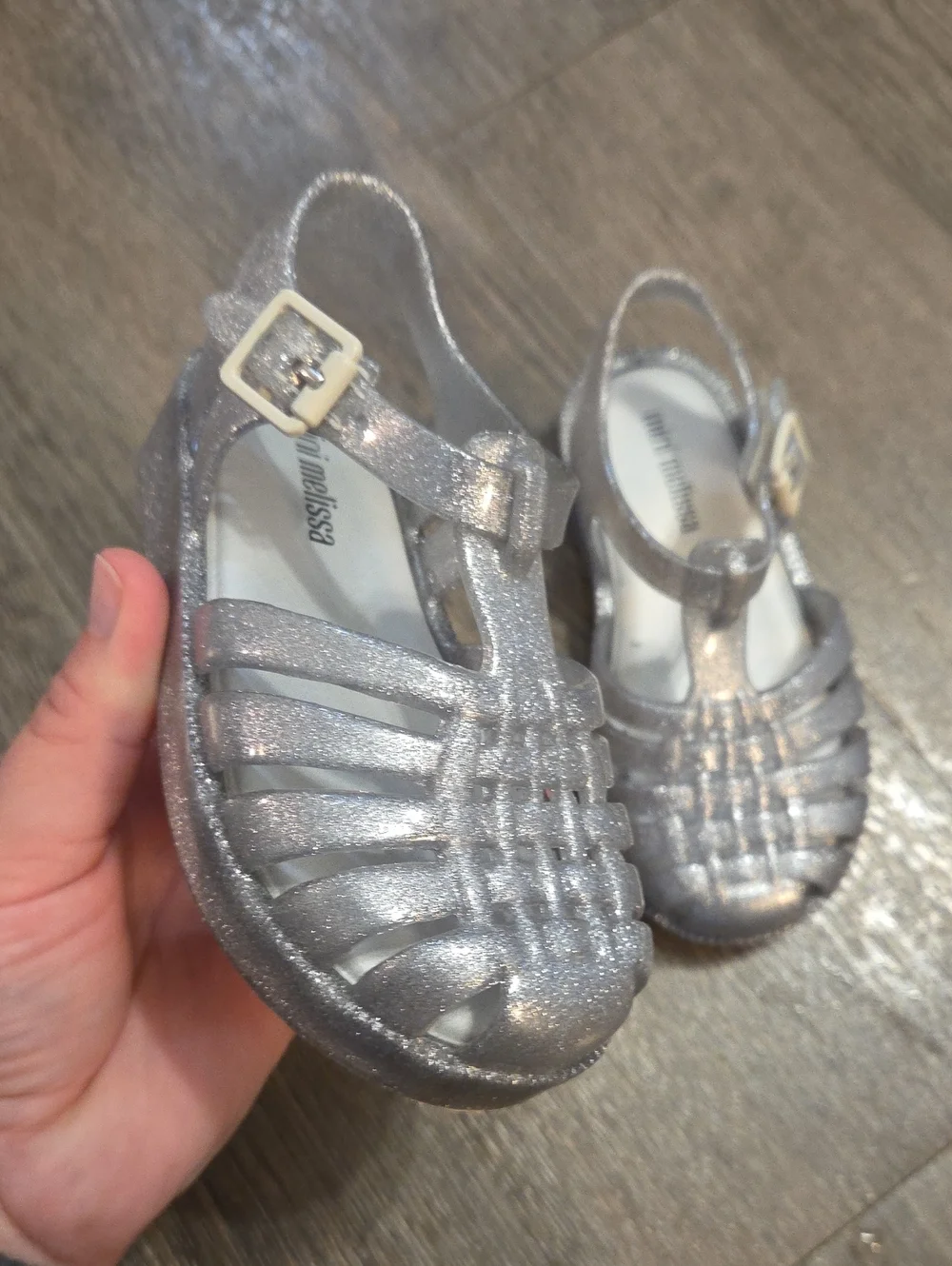Mini Melissa • Girls' Silver Glitter Jelly Sandals