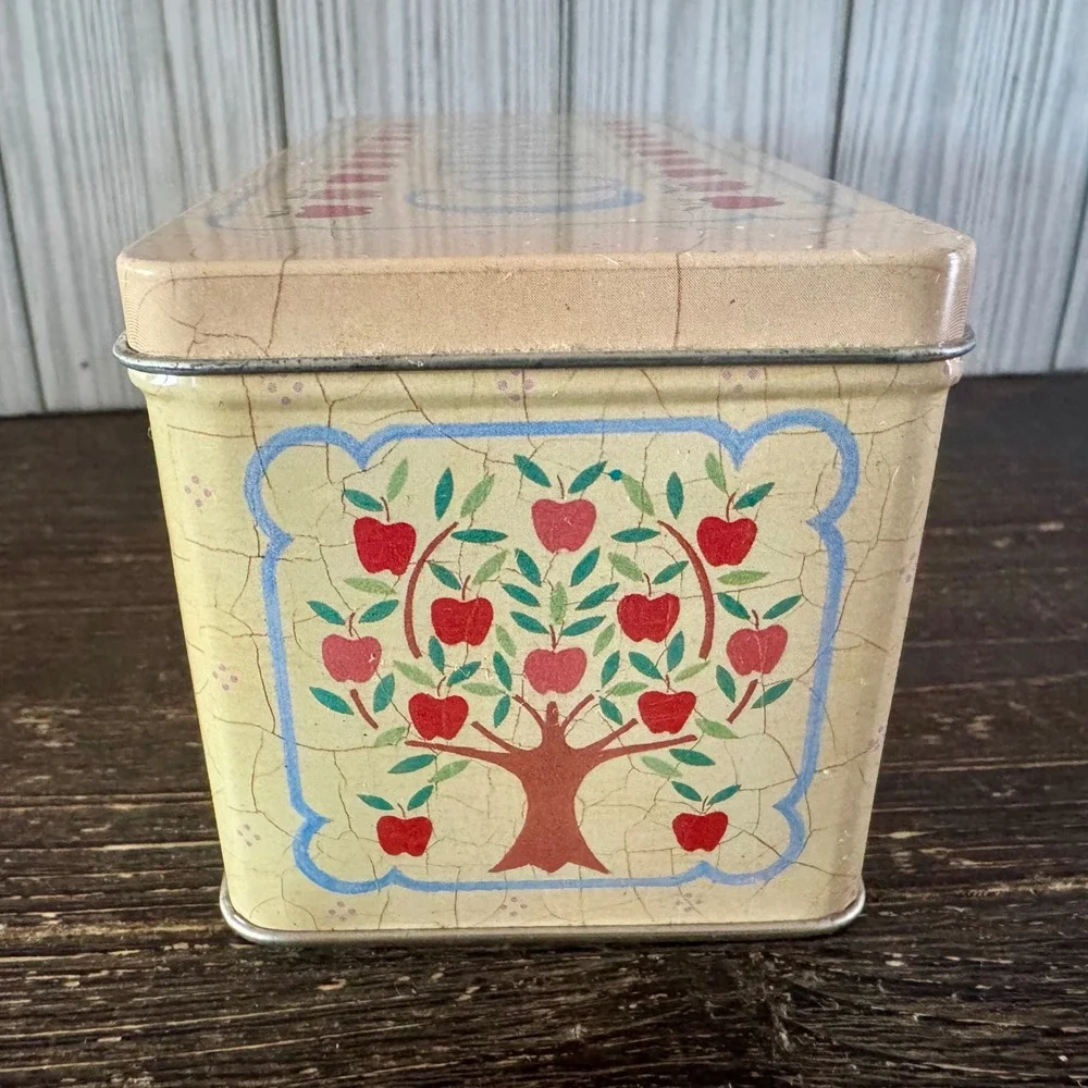 Vintage 1989 Current Inc Autumn Apples Coupon Tin Organizer Dividers Cottagecore