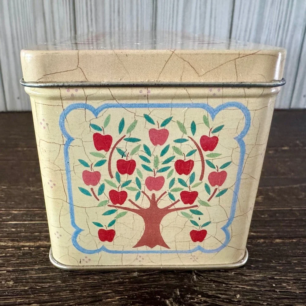 Vintage 1989 Current Inc Autumn Apples Coupon Tin Organizer Dividers Cottagecore