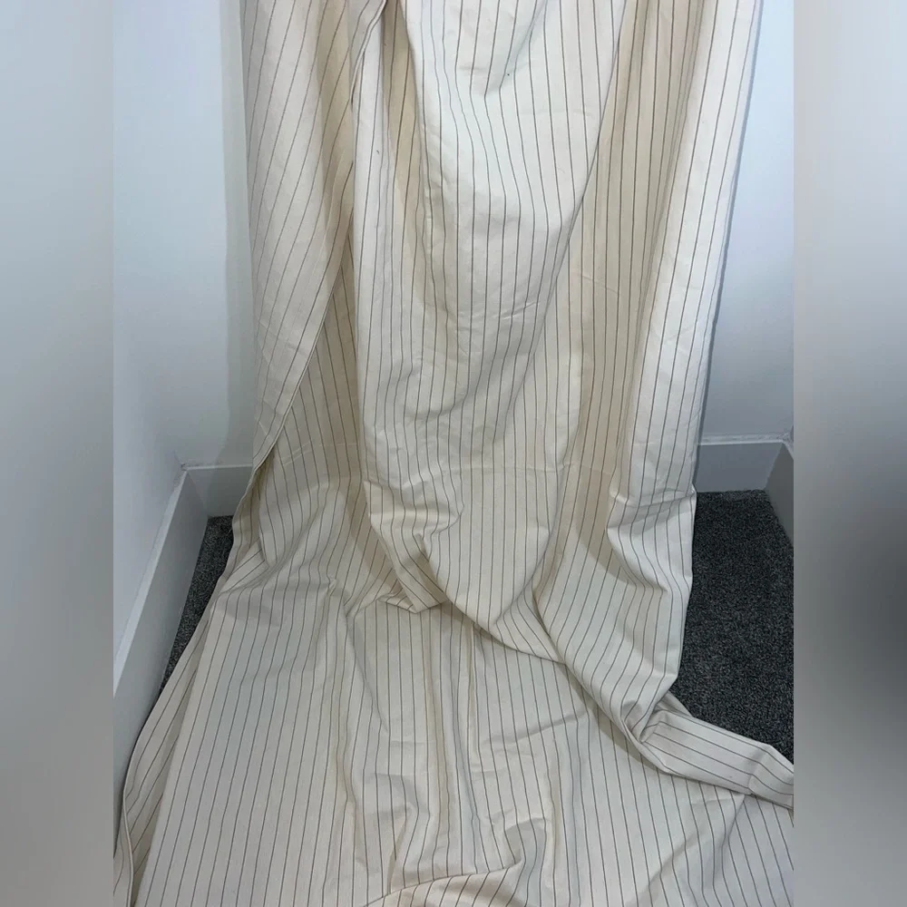 Anthropologie Ticking Stripe Cotton Woven Curtain 1 panel neutral