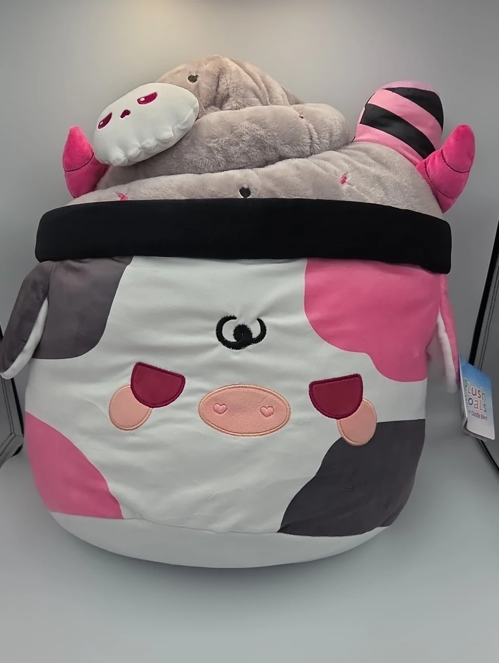 Plushgoals Cuddle Barn Kawaii Fiend Mooshake Pink Gray Cow Plush Toy Nwts Jumbo