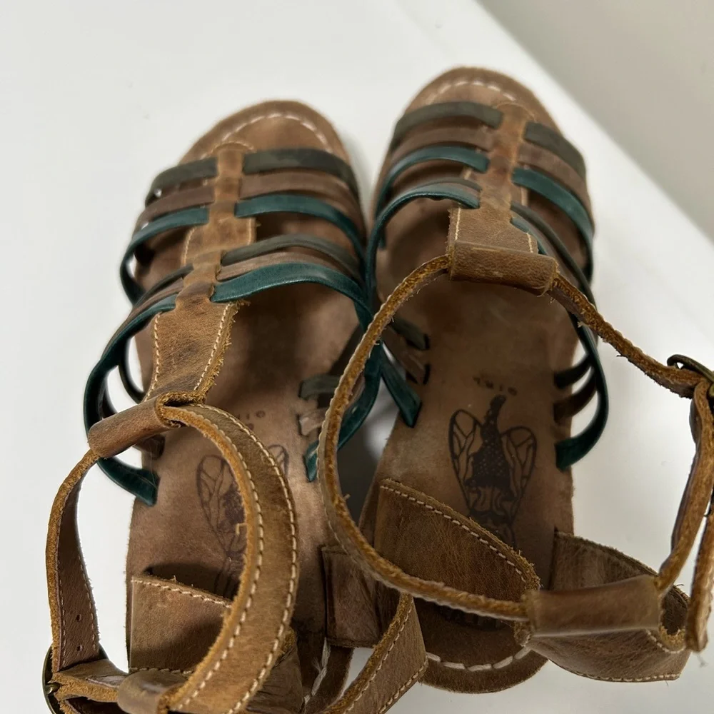 Fly Girl Wedge Sandals Brown Blue Size 8 - 8.5 US 39 EU