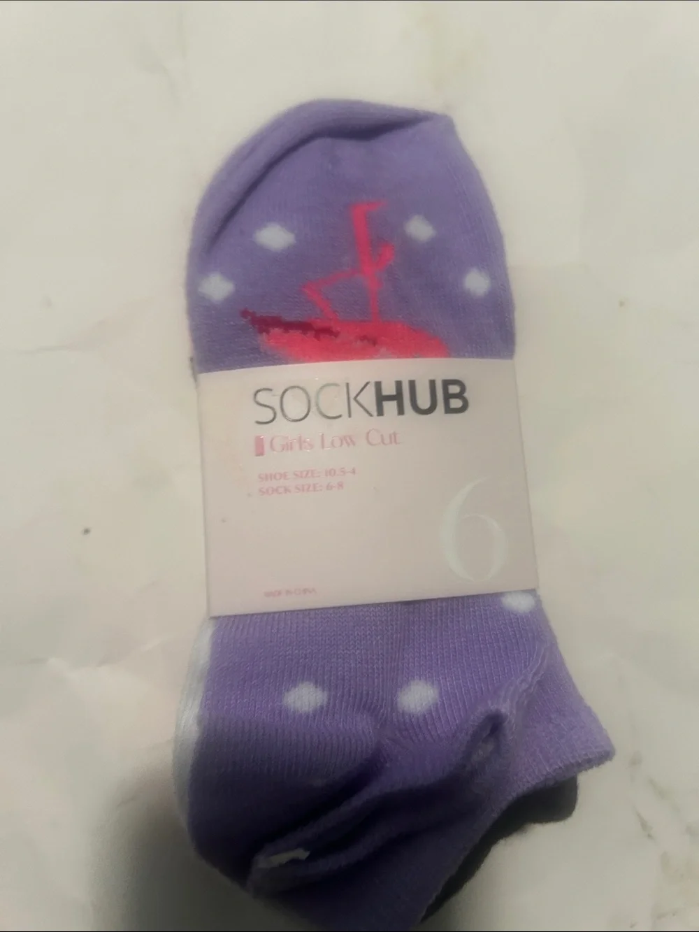 SockHub Girls Low Cut Purple Polka Dot Socks - 6 Pack