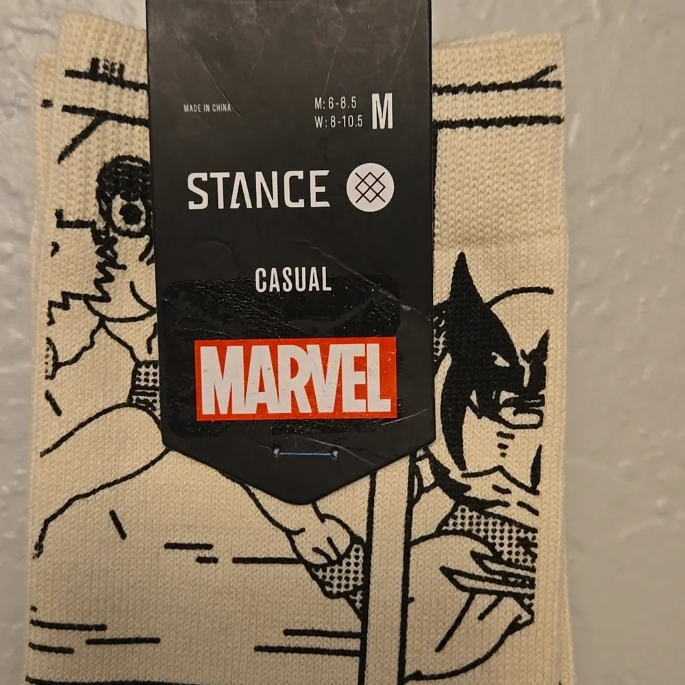 Stance x Marvel Comic Panel Crew Socks in Cream & Black