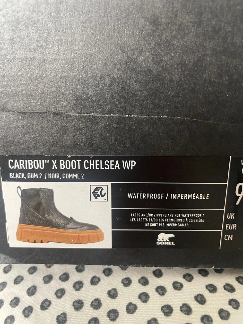 Sorel Caribou X Boot Chelsea WP in Black with Gum Sole