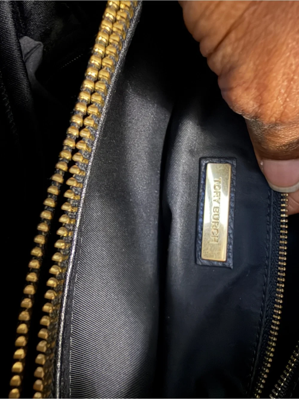 Tory Burch Black Pebbled Leather Top-Handle Tote