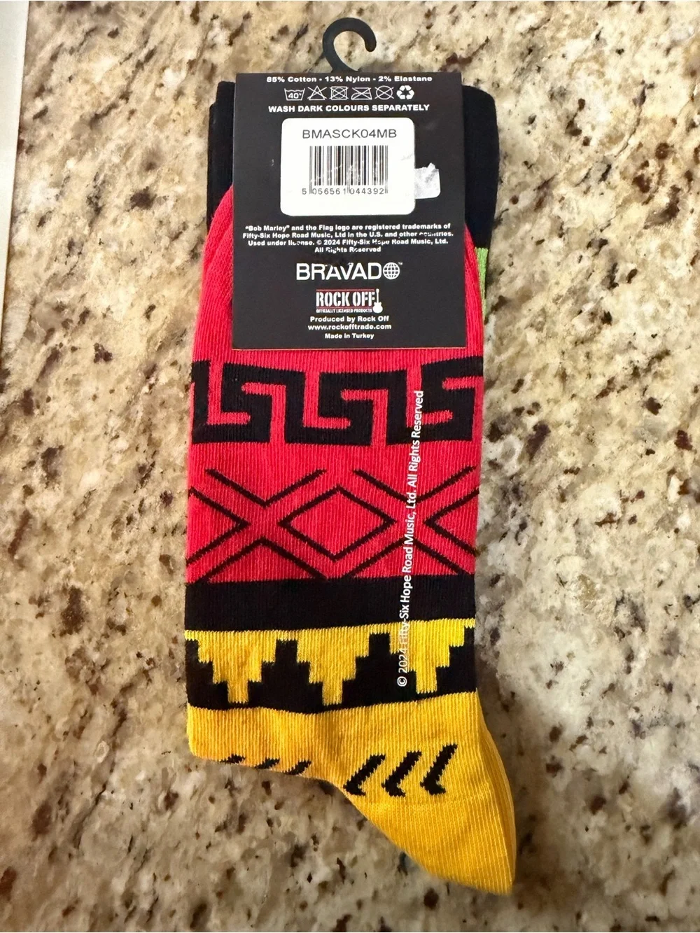 Bob Marley Bravado Black, Green & Yellow Patterned Crew Socks