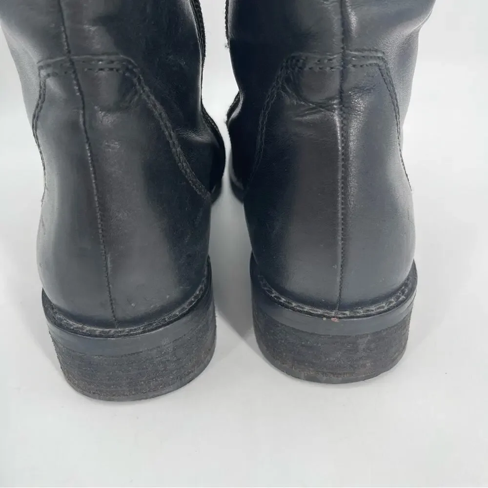 ECCO Boots Size 38 (7-7.5) Black Hobart 3 Buckle Riding Tall Womens Leather