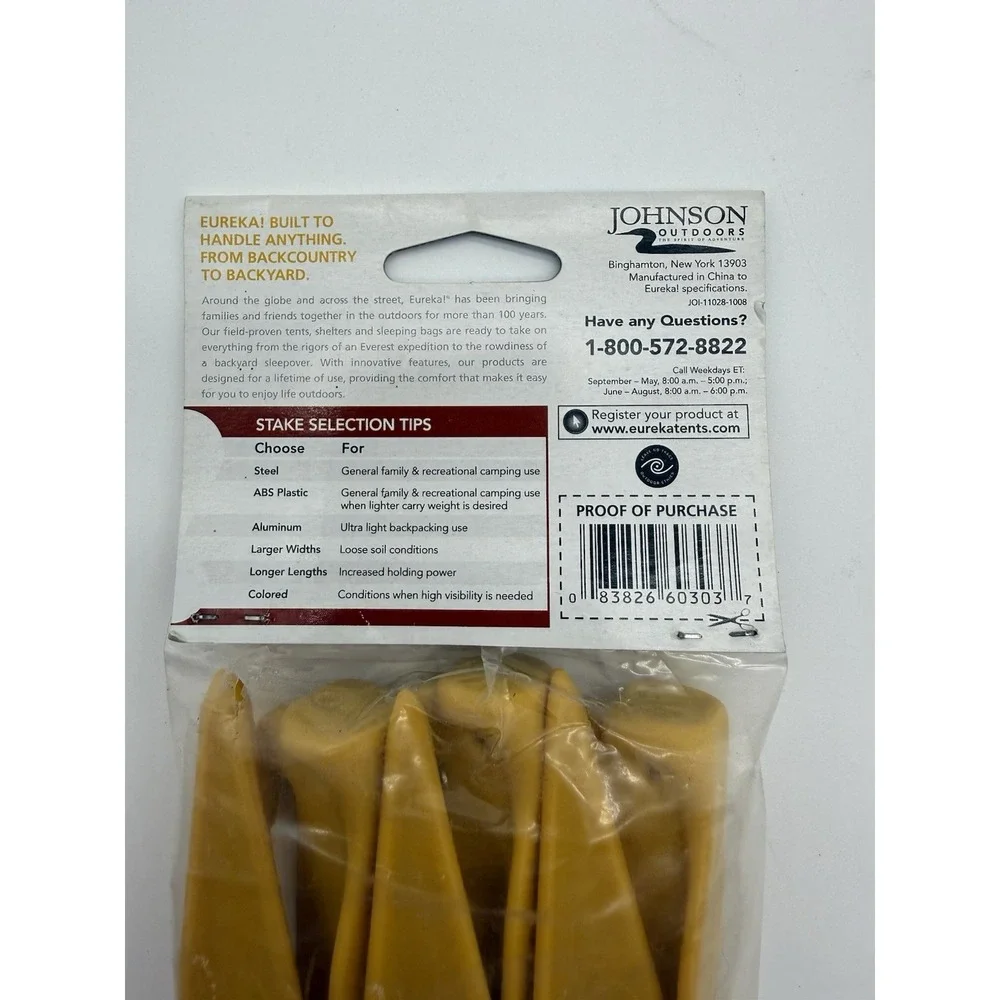 Eureka! 9 ABS Plastic Tent Spikes 6 Count New In Package