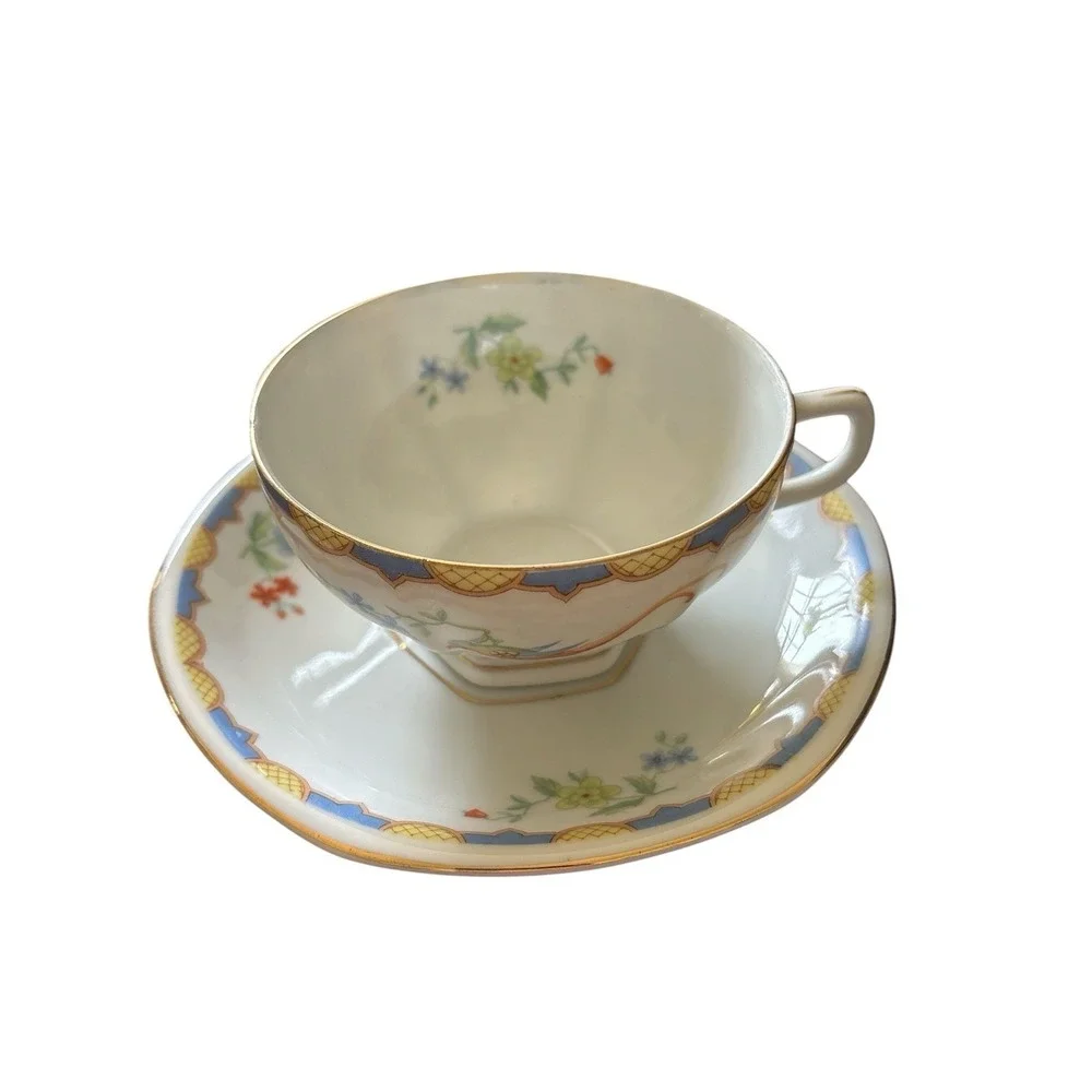 Golden‎ Pheasant (Octagonal) tea cup and saucers set of 2