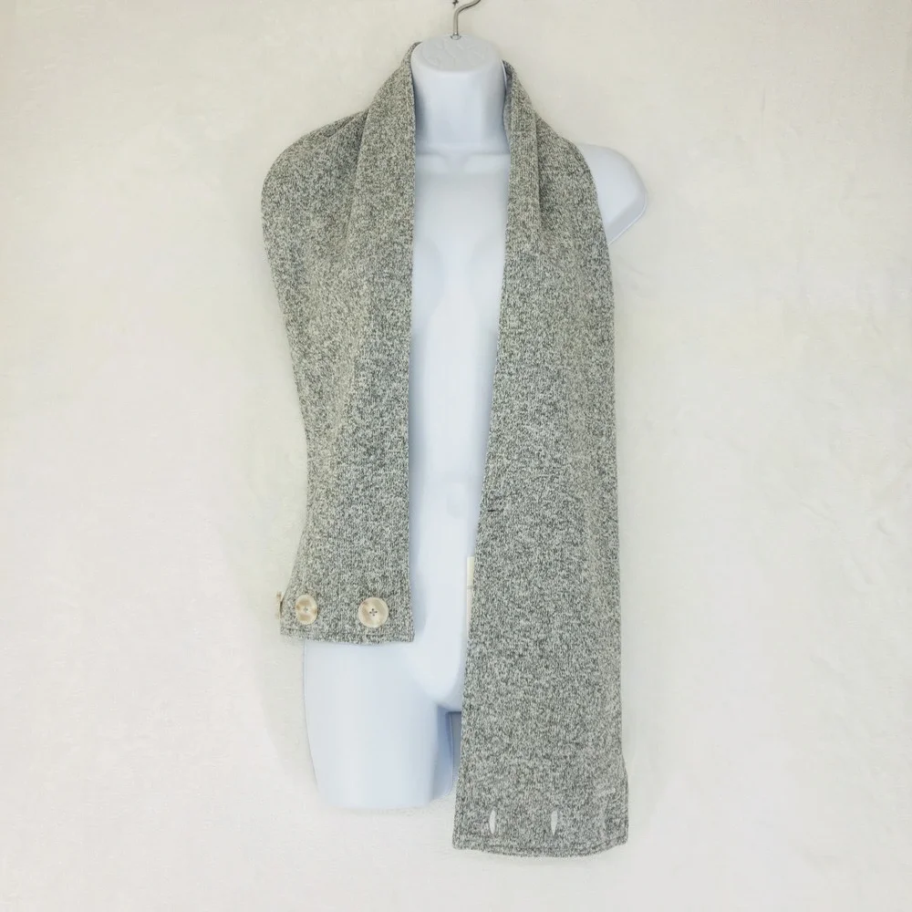 Patagonia Better Sweater Scarf Womens OS Birch White Gray Button Knit Fleece New