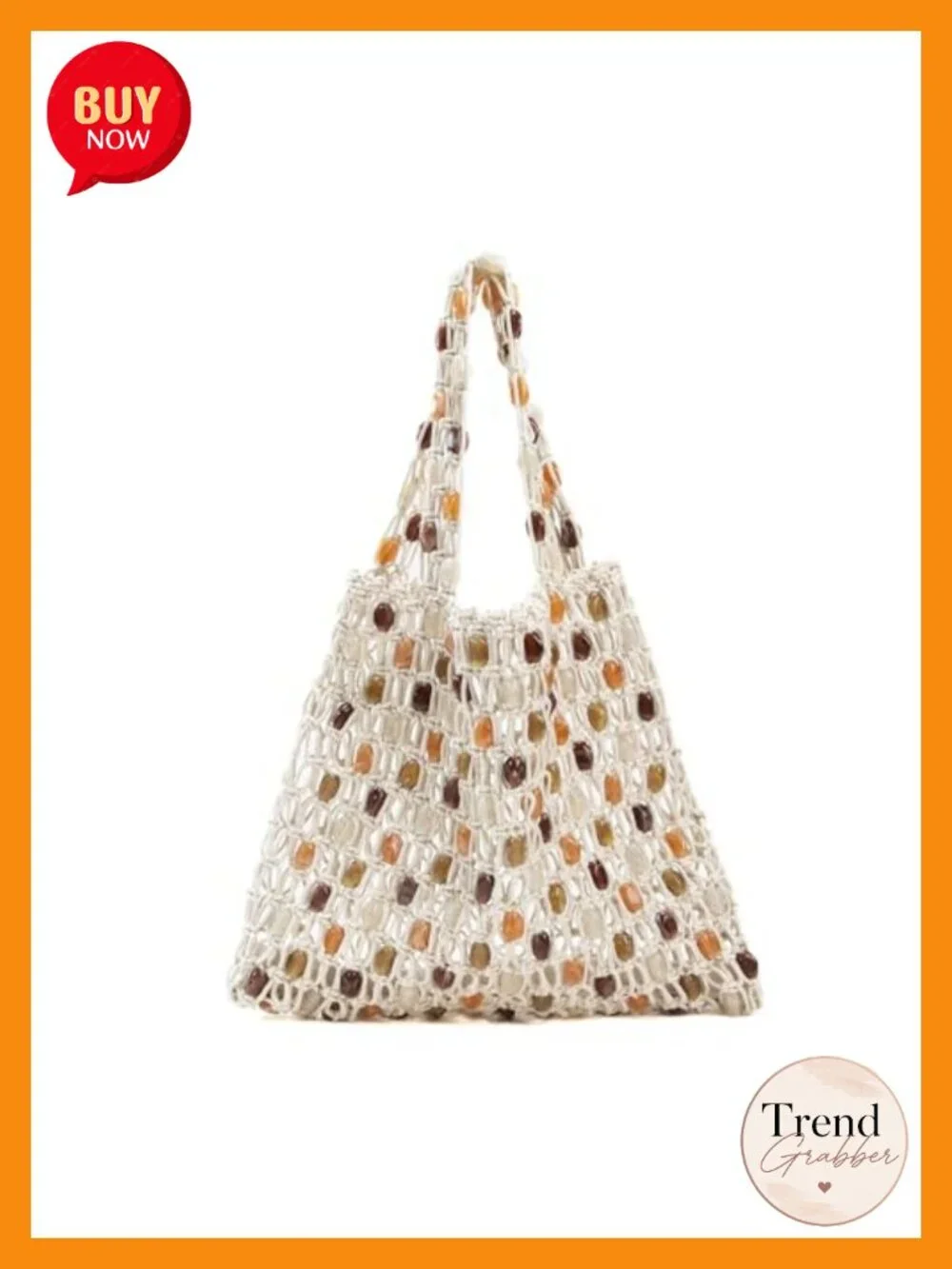 Handmade Boho Crochet Beaded Hobo Bag Shoulder Tote Lightweight Beach Purse