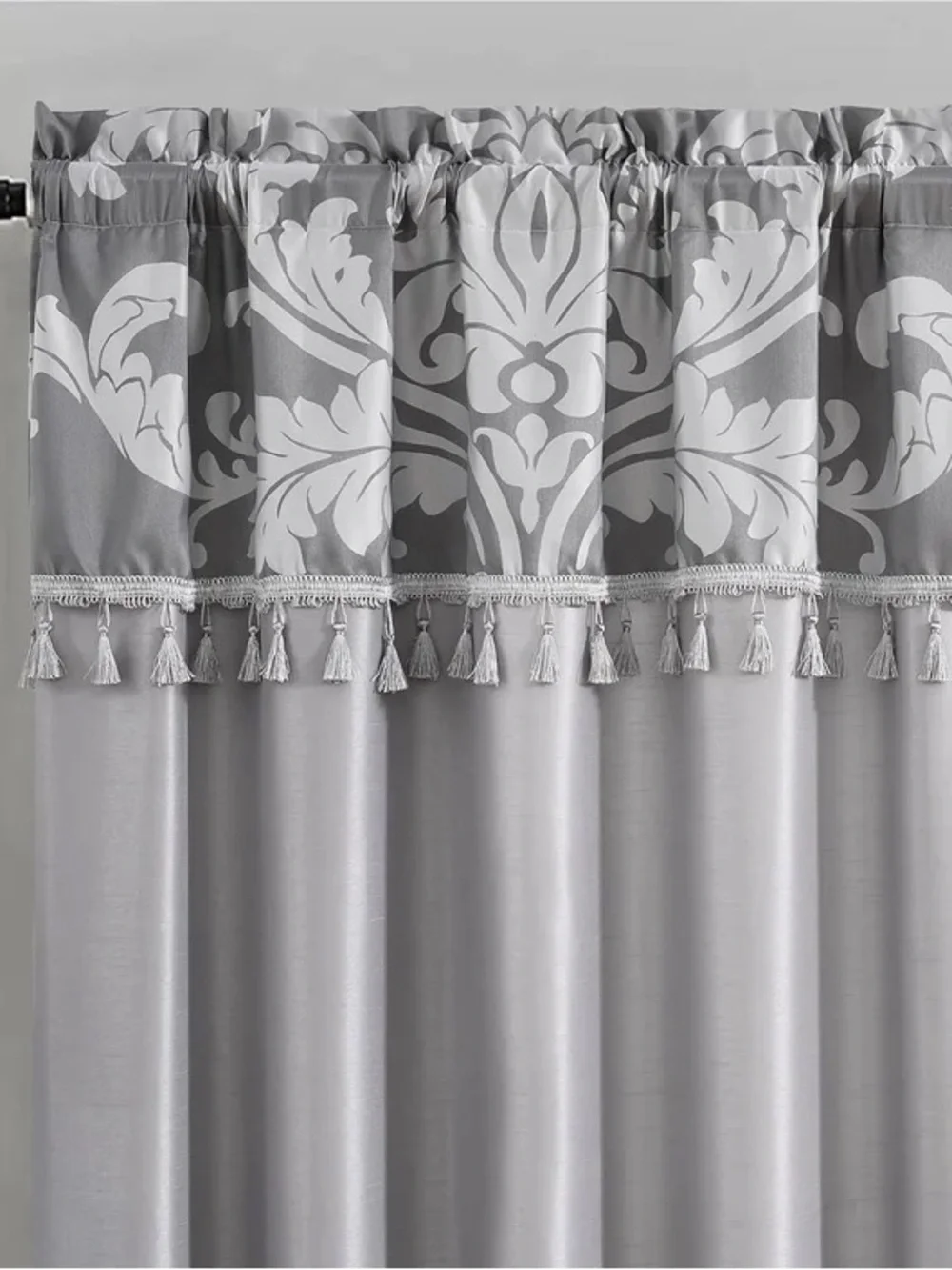 Elegant Gray Tassel Window Curtain Set