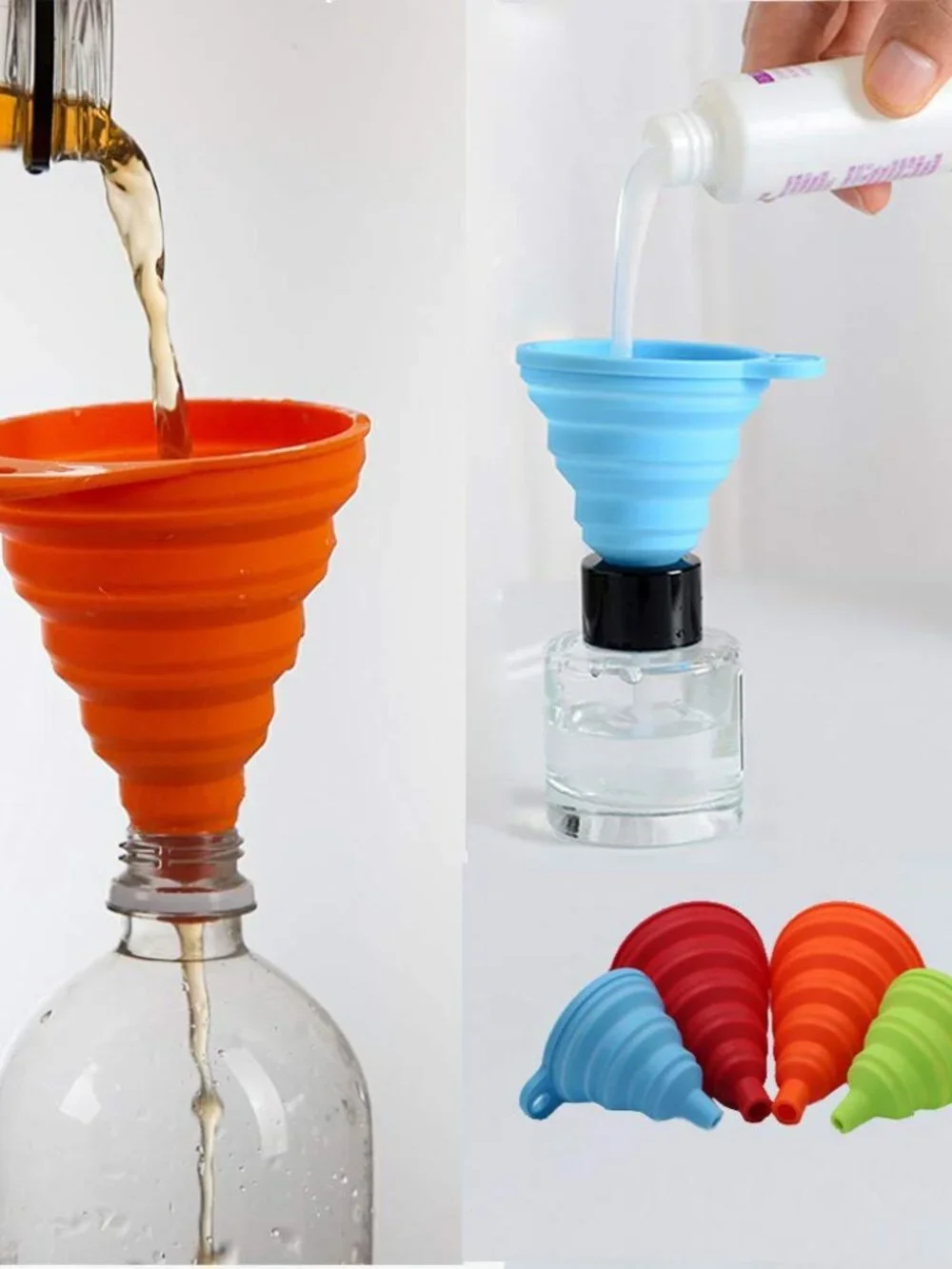 KongNai Kitchen Funnel Set 4 Pack, Small and Large, Kitchen Gadgets Accessories