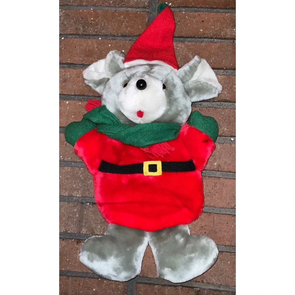 Vintage Christmas‎ Mouse Plush Red Santa Suit Stocking 16