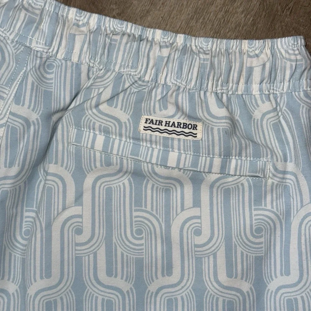 Fair Harbor Bayberry Swim Trunks Lined Men's 2XL Light Blue Geometric‎ 7