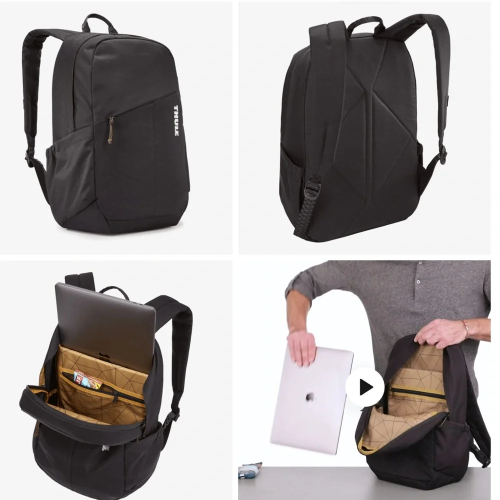NWT Thule Notus Lightweight Black Laptop Backpack Padded 35-2007525 Co-branding