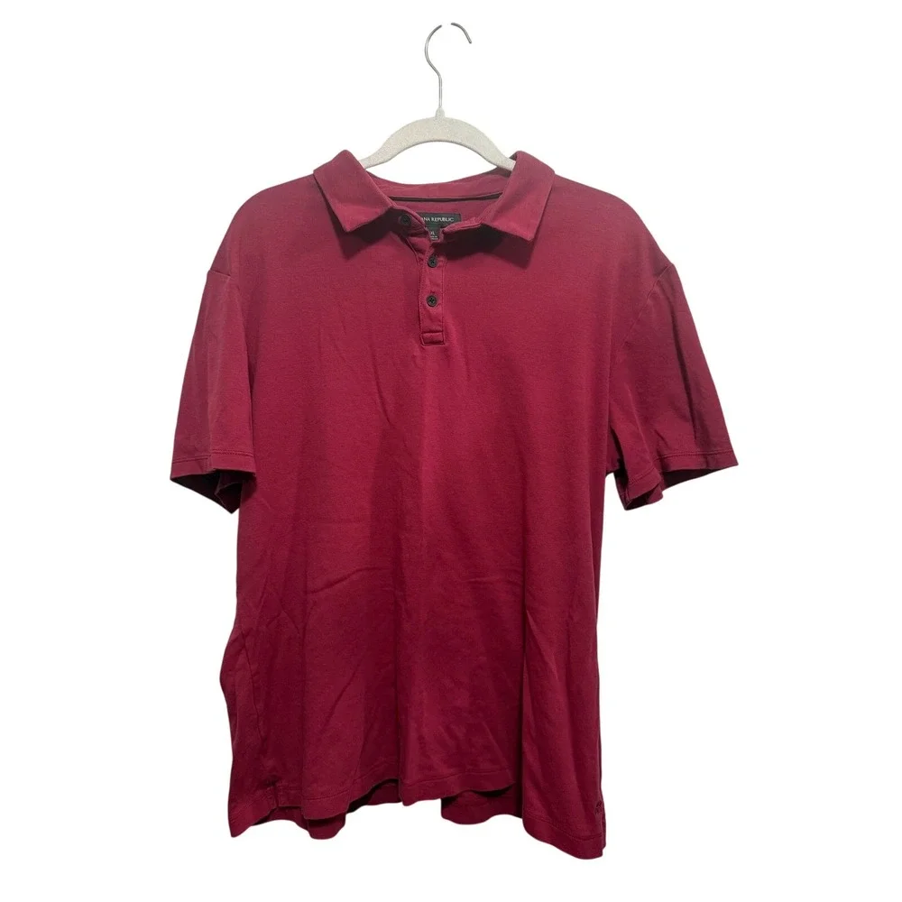 Banana Republic Mens Red Short Sleeve Collared Polo Shirt Size XL‎