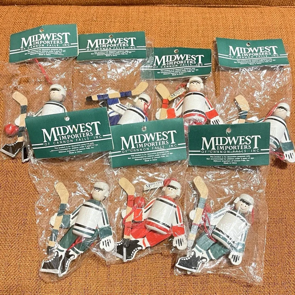 Vintage Hockey Christmas Ornament‎ Midwest Importers Of Cannon Falls Brand New